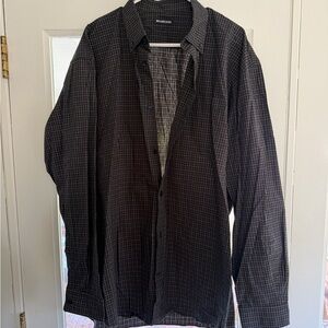 Balenciaga Men's Dark Gray Plaid Shirt Jacket